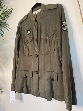 326. GUESS | Olive Green Military Utility Jacket | Cotton Field Coat | 19/27
